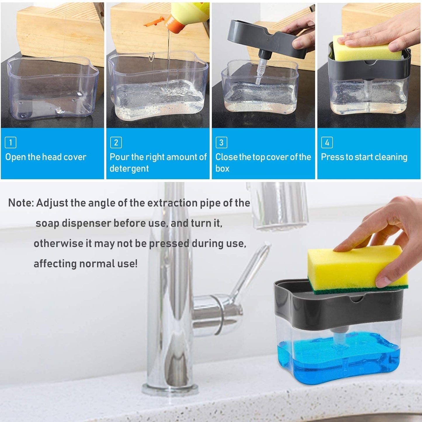 2-in-1 Kitchen Soap Dispenser – Easy Press Pump for Sink