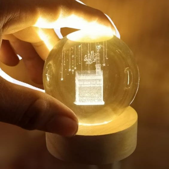 3D Crystal Kaaba Night Lamp – Islamic LED Table Light for Home, Prayer Room & Gifts