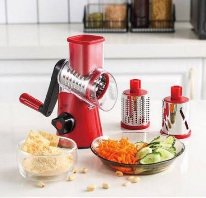 3-in-1 Tabletop Drum Grater – Manual Vegetable Cutter & Slicer for Easy Food Prep