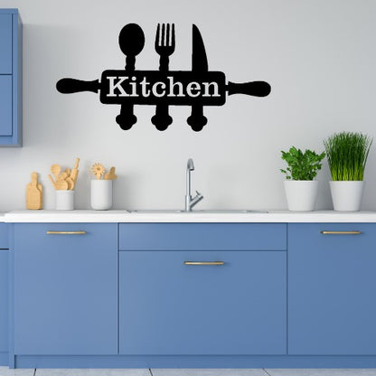 Modern Wooden Kitchen Wall Art – Utensil Design (5x12 Inches)