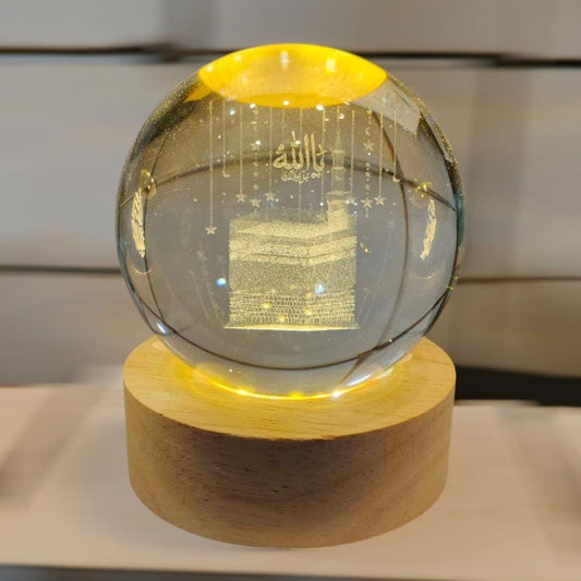 3D Crystal Kaaba Night Lamp – Islamic LED Table Light for Home, Prayer Room & Gifts