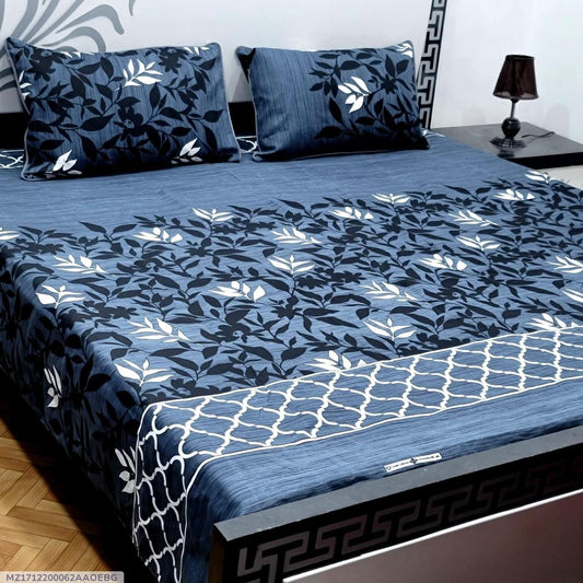 3-Piece Printed Bed Sheet Set – Geometric Soft Crystal Cotton Double Bed Design