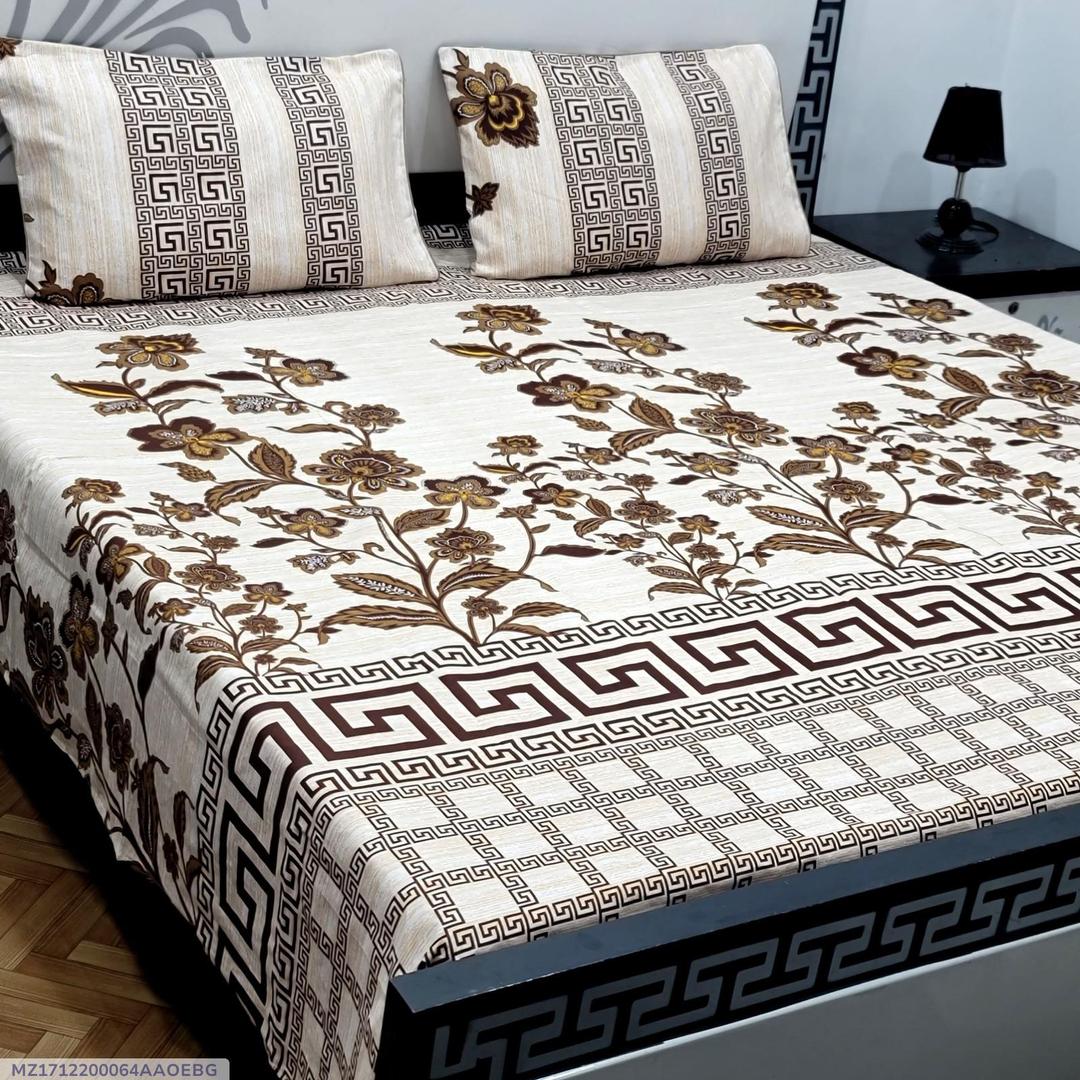 3-Piece Printed Bed Sheet Set – Soft Crystal Cotton Double Bed Design